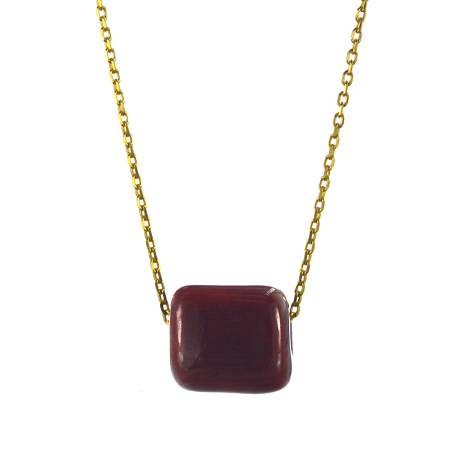 Επιχρυσωμένο 925 κολιέ με μπορντό χάντρα