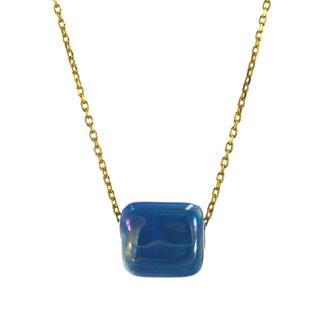 Επιχρυσωμένο 925 κολιέ με σκούρη μπλε χάντρα