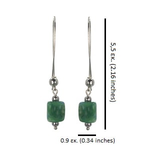 Ασημένια 925 σκουλαρίκια με πράσινες χάντρες - Image 3