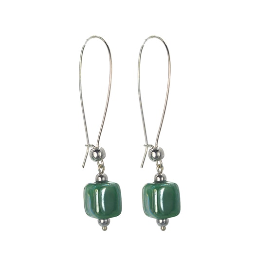 Ασημένια 925 σκουλαρίκια με πράσινες χάντρες - Image 2