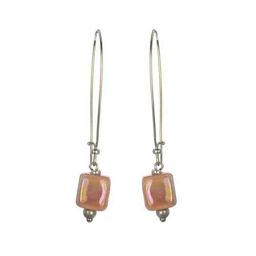 Ασημένια 925 σκουλαρίκια με ροζ χάντρες