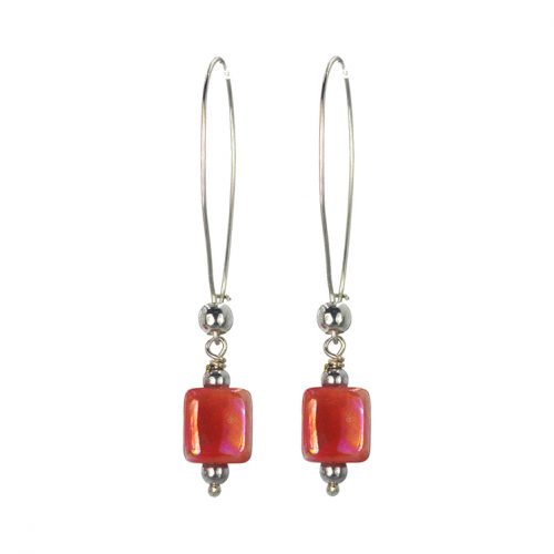 Ασημένια 925 σκουλαρίκια με ροζ χάντρες