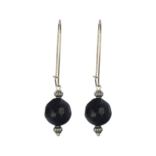 Ασημένια 925 σκουλαρίκια με μαύρες χάντρες