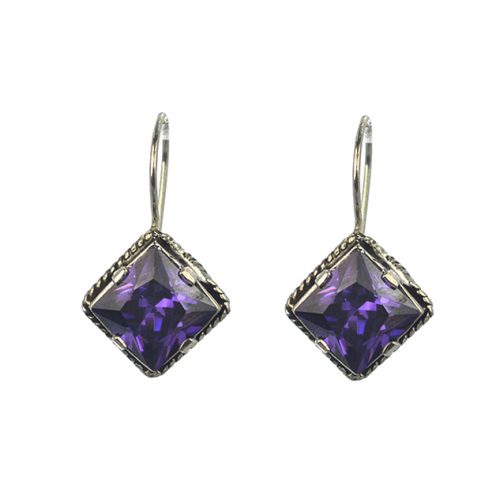 Ασημένια 925 σκουλαρίκια ρόμβοι με ζιργκόν