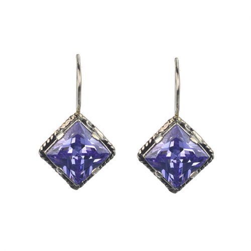 Ασημένια 925 σκουλαρίκια ρόμβοι με ζιργκόν