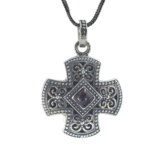 Ασημένιος 925 βυζαντινός σταυρός με γρανάδα