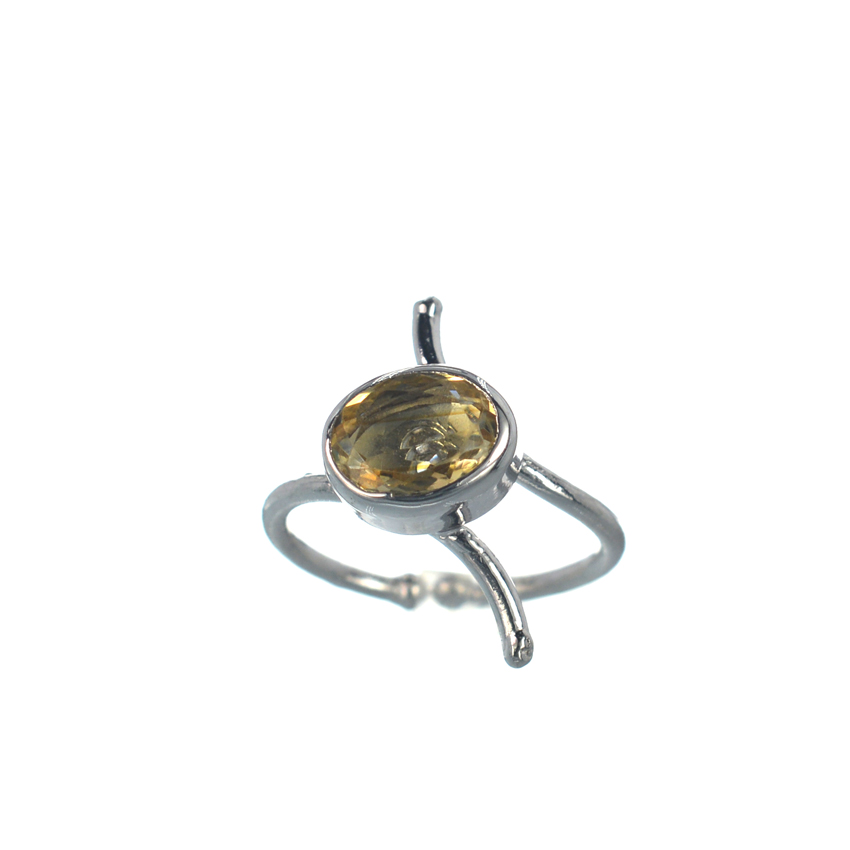 Ασημένιο 925 δαχτυλίδι με κίτρινο ζιργκόν