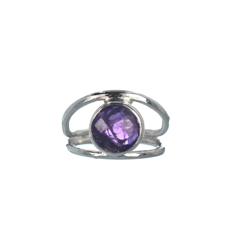 Ασημένιο 925 δαχτυλίδι με μώβ ζιργκόν