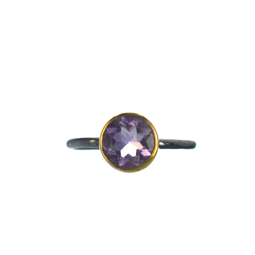 Ασημένιο 925 επίχρυσο δαχτυλίδι με λιλά ζιργκόν