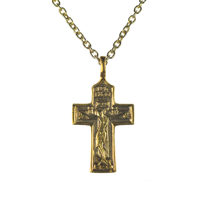 Ασημένιος 925 επίχρυσος σκαλιστός σταυρός με τον εσταυρωμένο