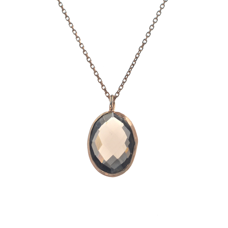 Ασημένιο 925 κολιέ με καπνιστό χαλαζία