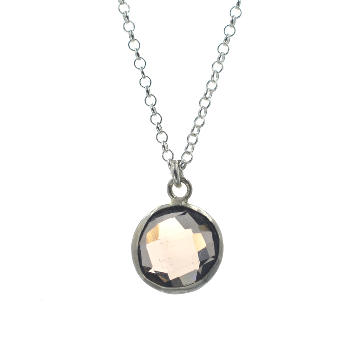 Ασημένιο 925 κολιέ με καπνιστό χαλαζία
