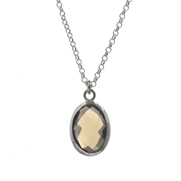 Ασημένιο 925 κολιέ με καπνιστό χαλαζία