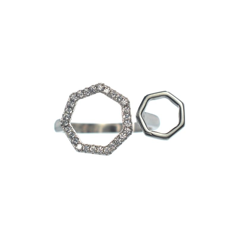 Γυναικείο ασημένιο 925 δαχτυλίδι με λευκό ζιργκόν