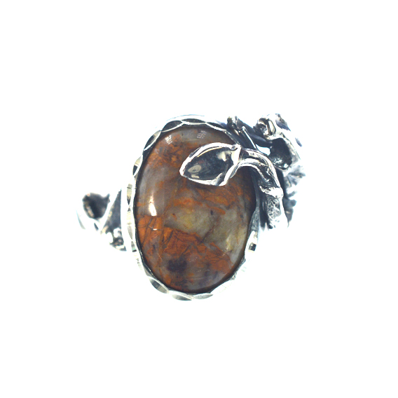 Ασημένιο 925 χειροποίητο δαχτυλίδι με αχάτη