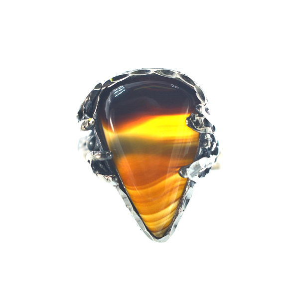 Ασημένιο 925 χειροποίητο δαχτυλίδι με αχάτη