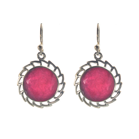 Ασημένια 925 κρεμαστά σκουλαρίκια με ρουμπίνι