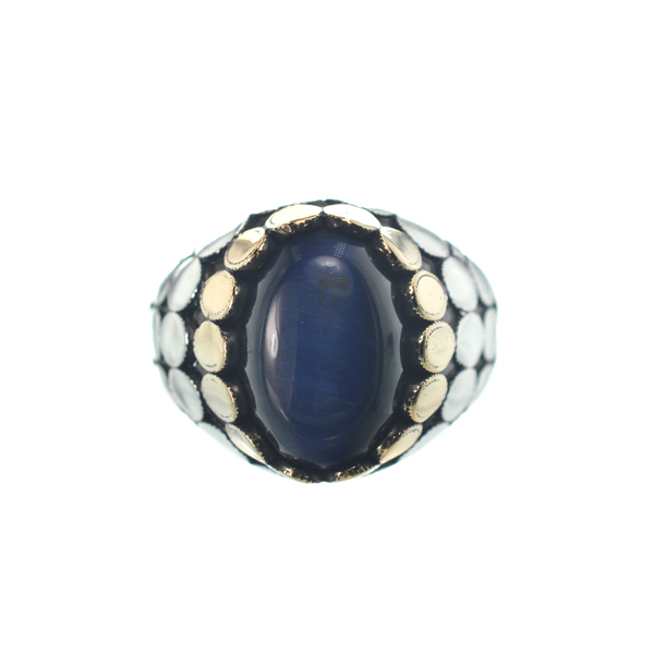 Αντρικό ασημένιο 925 σκαλιστό δαχτυλίδι με ορυκτή πέτρα