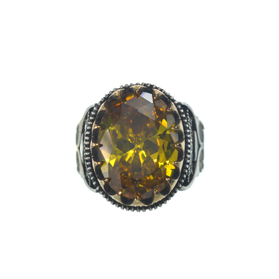 Αντρικό ασημένιο 925 σκαλιστό δαχτυλίδι με ζιργκόν