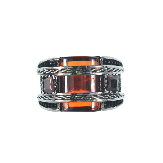 Αντρικό ασημένιο 925 σκαλιστό δαχτυλίδι με ζιργκόν