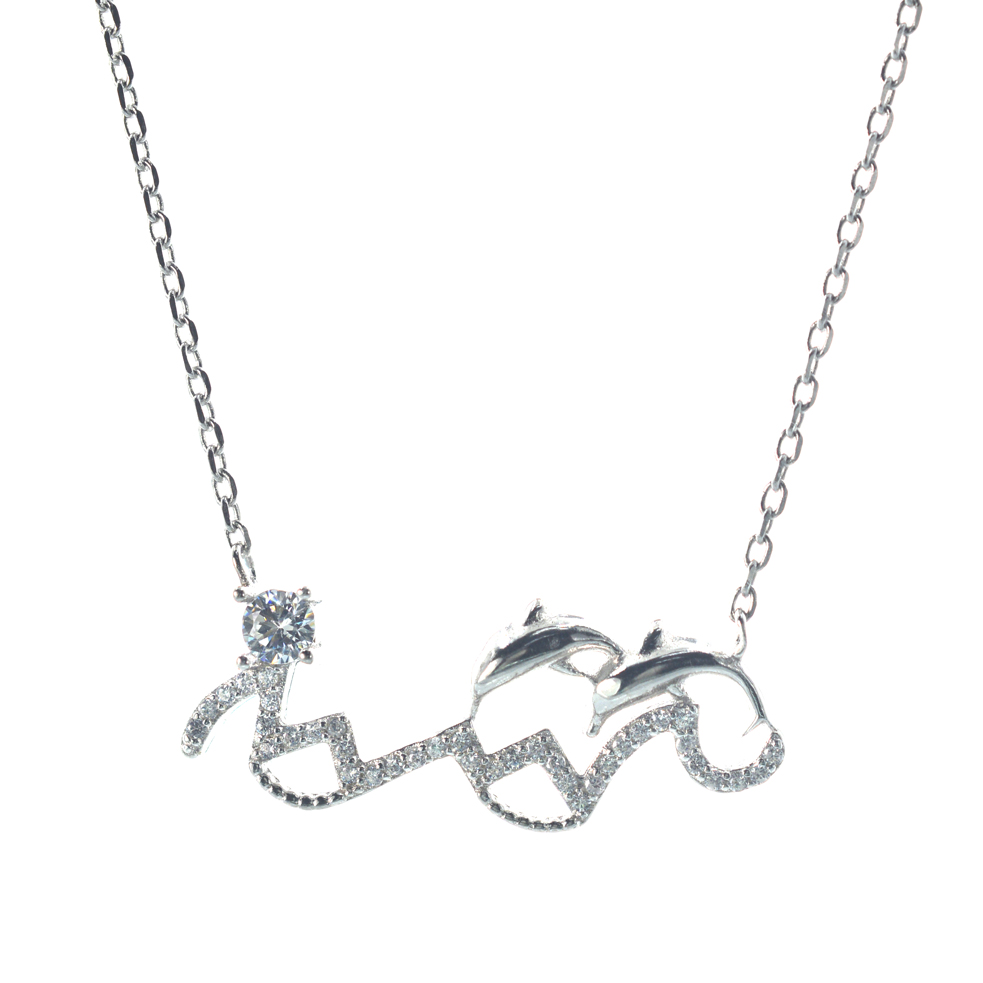 Ασημένιο 925 κολιέ με δελφίνια