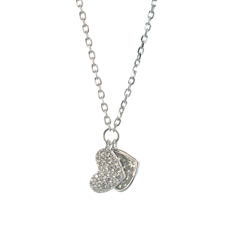 Ασημένιο 925 κολιέ με καρδιές