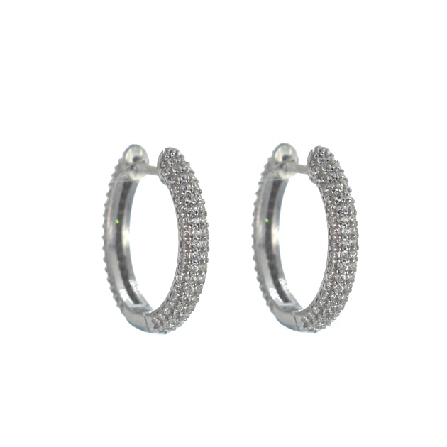 Ασημένιοι 925 κρίκοι με λευκό ζιργκόν