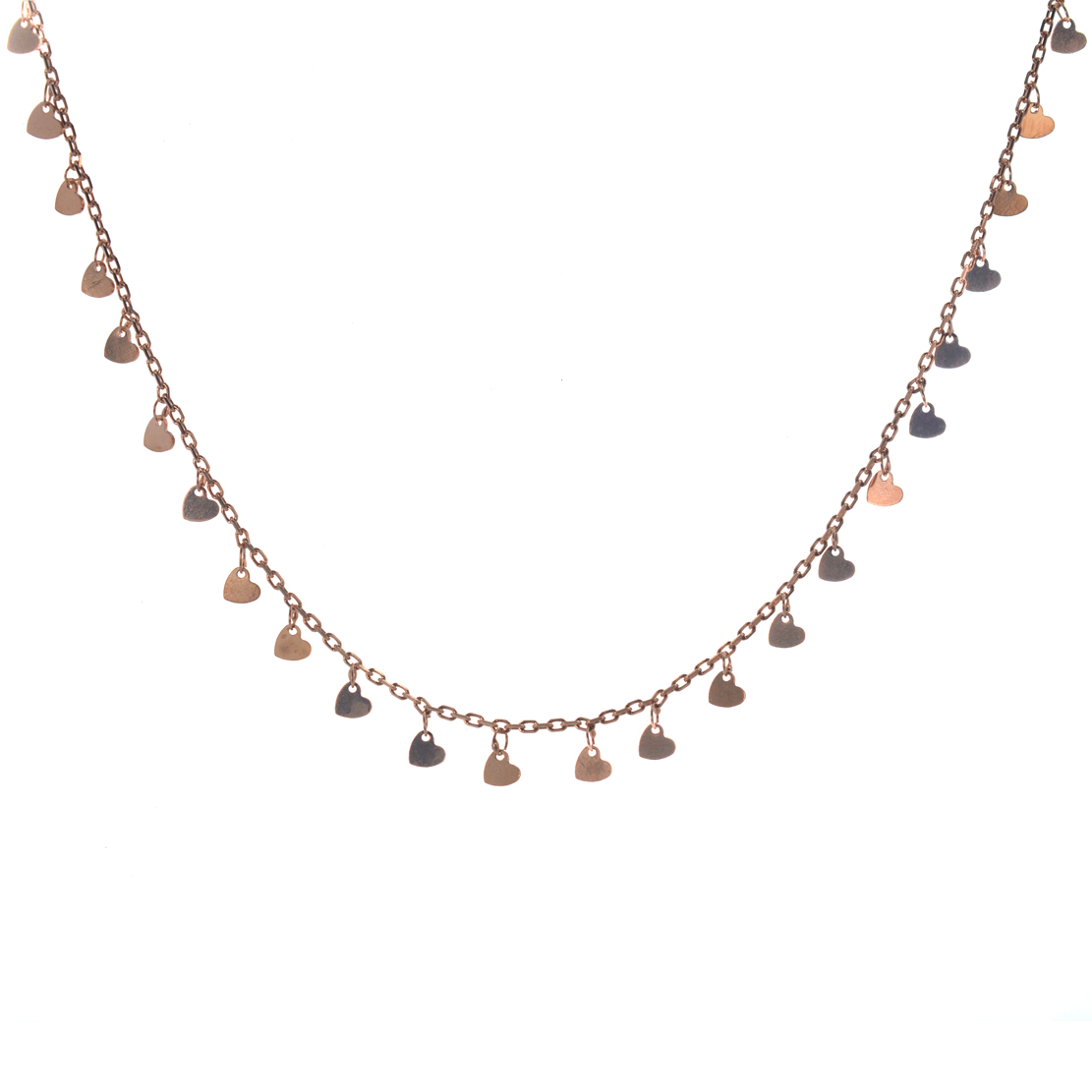 Ασημένιο 925 ρόζ χρυσό κολιέ με καρδούλες