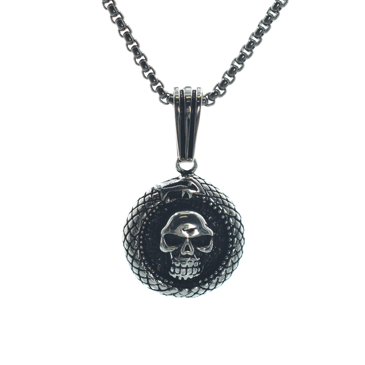 Ασημένιο 925 αντρικό μενταγιόν με νεκροκεφαλή