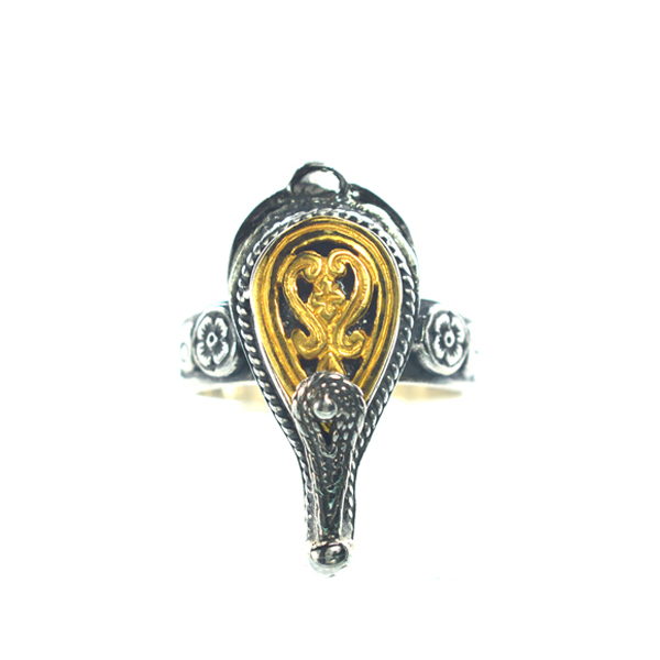 Επιχρυσωμένο 925 βυζαντινό δαχτυλίδι με σκάλισμα