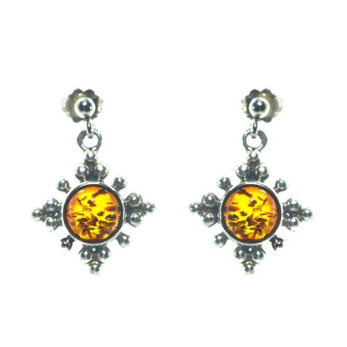 Ασημένια 925 σκουλαρίκια με κεχριμπάρι