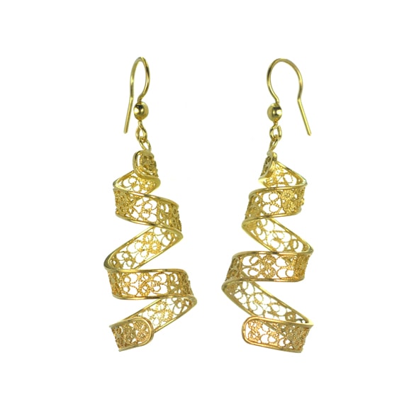 Επιχρυσωμένα 925 σκουλαρίκια με φιλιγκράν τεχνικ