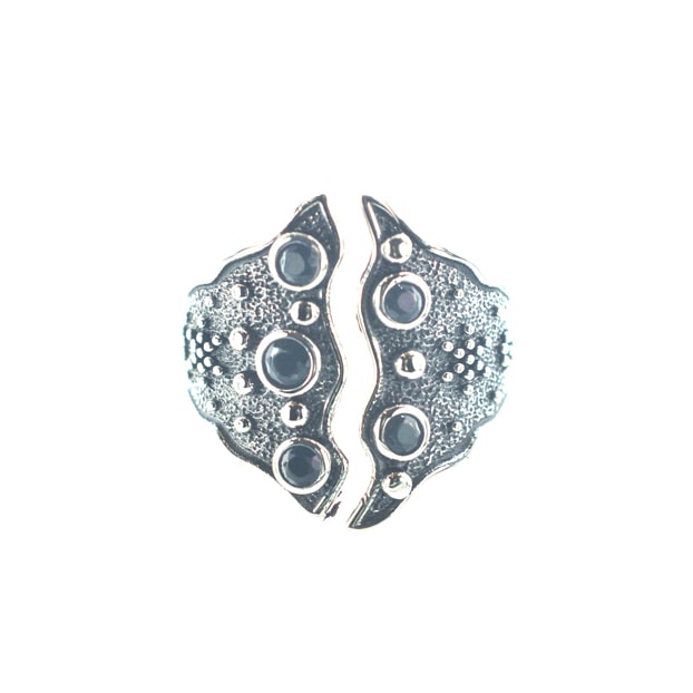 Βυζαντινό ασημένιο 925 δαχτυλίδι με πέτρες