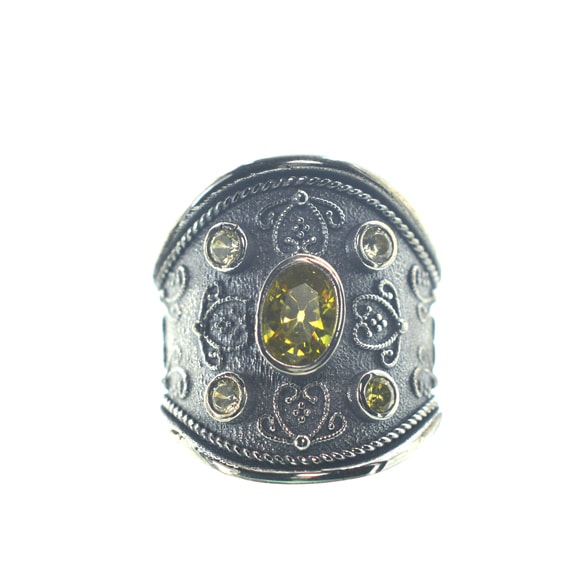 Βυζαντινό ασημένιο 925 δαχτυλίδι με πέτρες