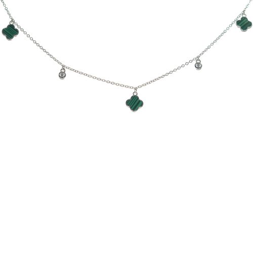 Ασημένιο 925 κολιέ με μαλαχίτη και ζιργκόν