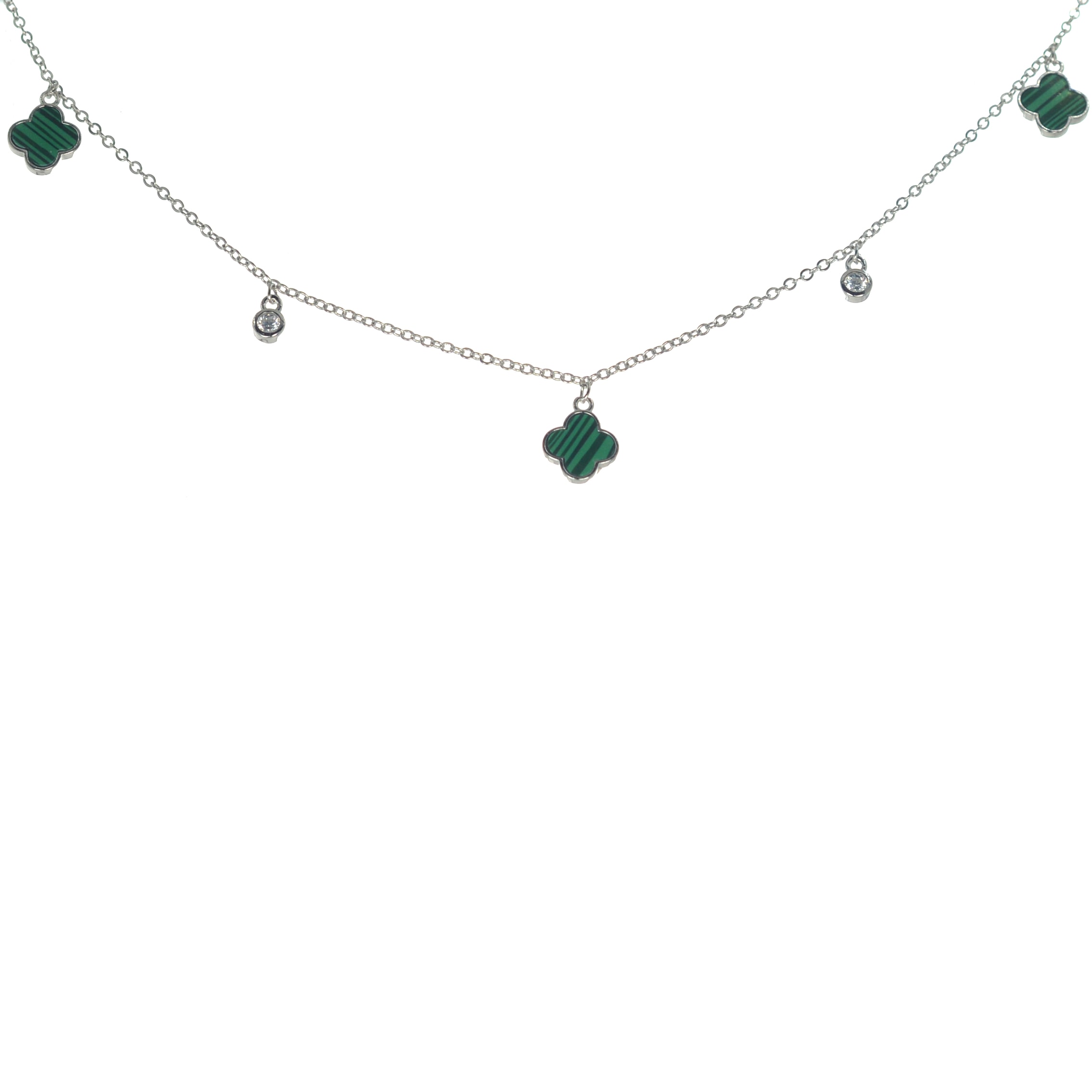 Ασημένιο 925 κολιέ με μαλαχίτη και ζιργκόν