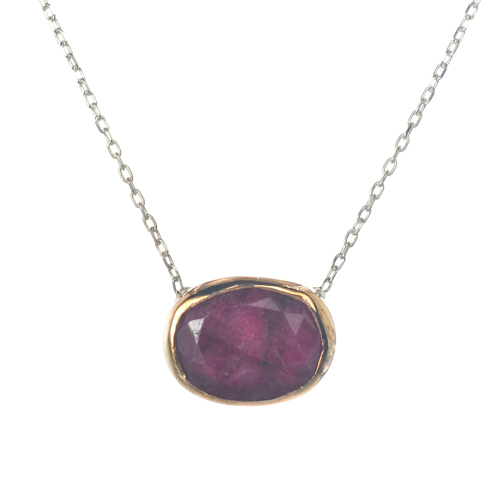 Ασημένιο 925 κολιέ με ρουμπίνι