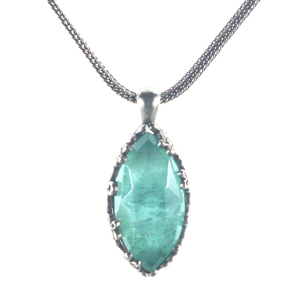 Ασημένιο 925 μενταγιόν με αμαζονίτη