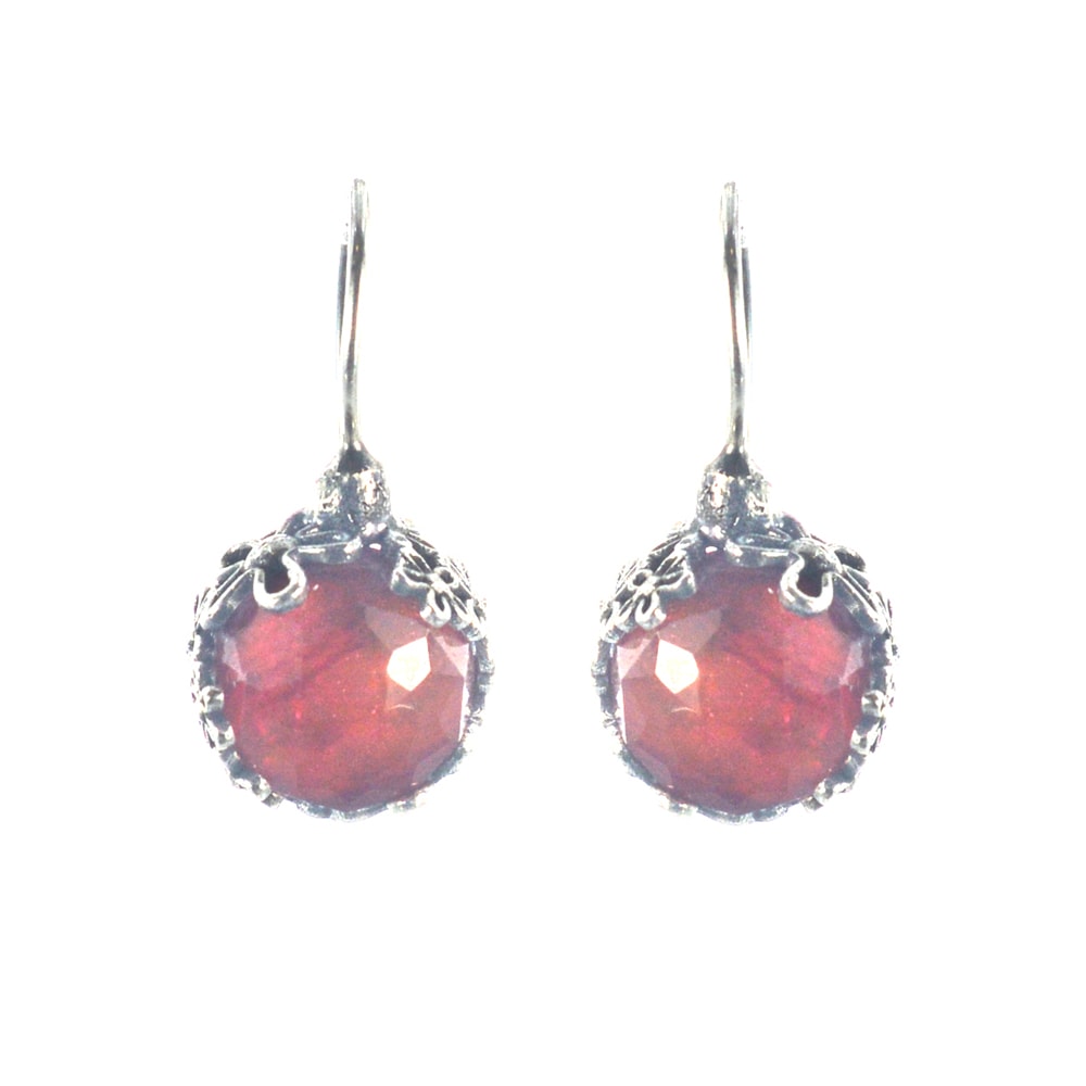 Ασημένια 925 σκουλαρίκια με ρουμπίνι