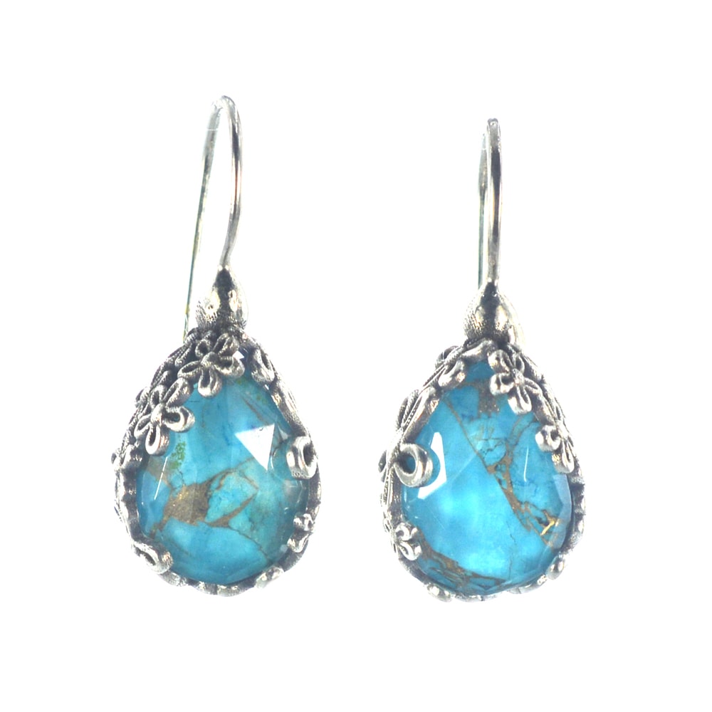 Ασημένια 925 σκουλαρίκια με τιρκουάζ