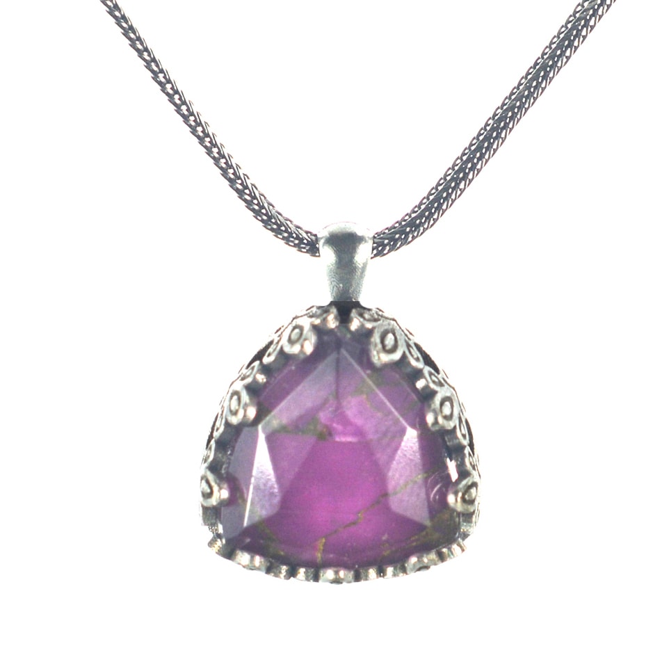 Ασημένιο 925 μενταγιόν με μωβ τιρκουάζ