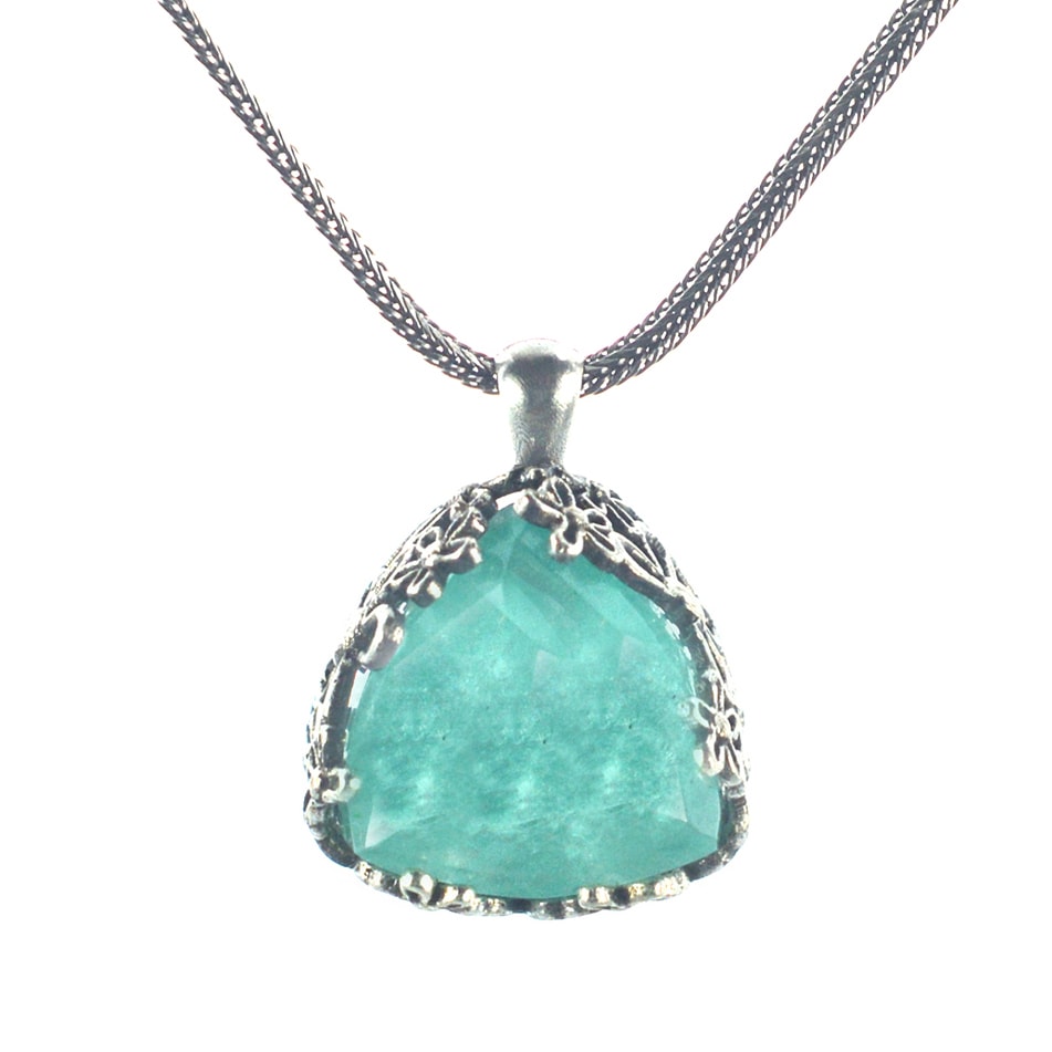 Ασημένιο 925 μενταγιόν με αμαζονίτη