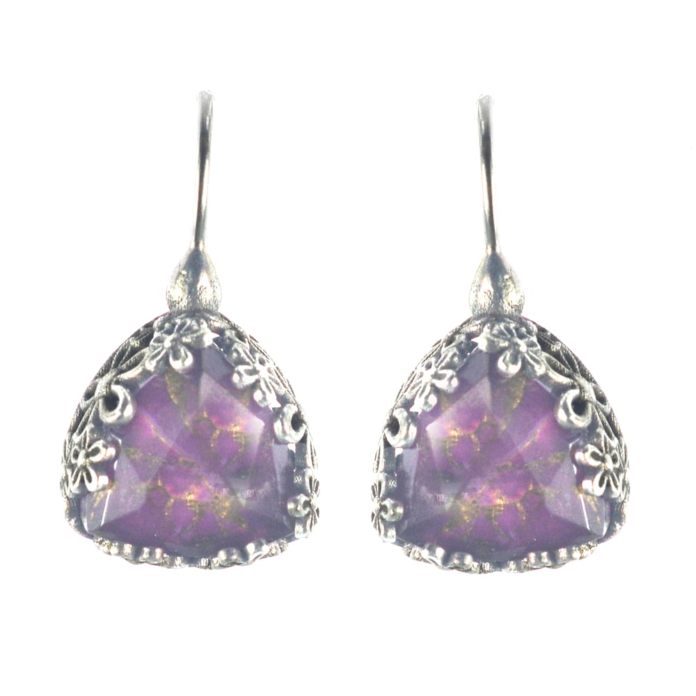 Ασημένια 925 σκουλαρίκια με μωβ τιρκουάζ