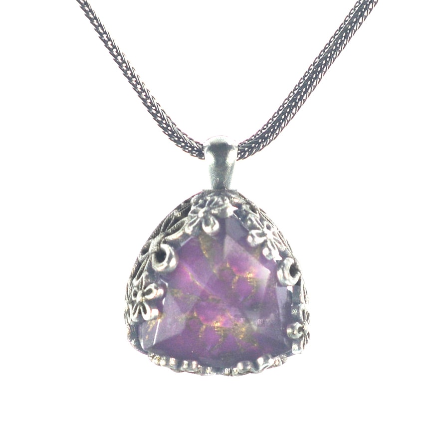 Ασημένιο 925 μενταγιόν με μωβ τιρκουάζ