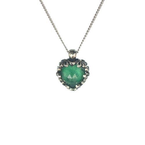 Ασημένιο 925 μενταγιόν καρδιά με μαλαχίτη