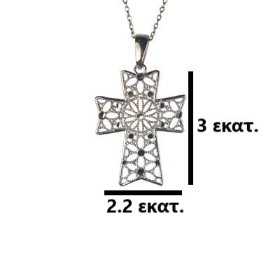 Ασημένιoς 925 σταυρός με τεχνική φιλιγκράν - Image 2
