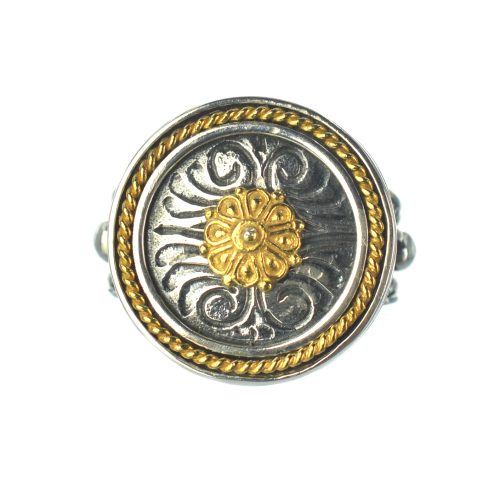 Ασημένιο 925 δαχτυλίδι με επίχρυσες λεπτομέρειες