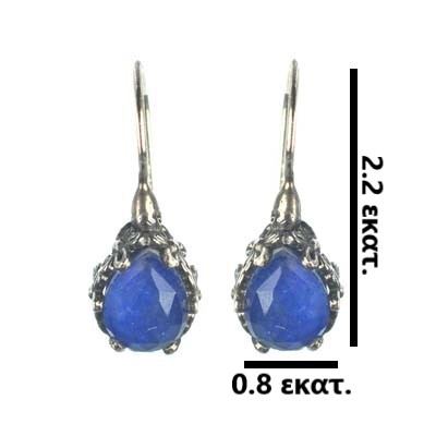 Ασημένια 925 σκουλαρίκια με λάπις λάζουλι - Image 2