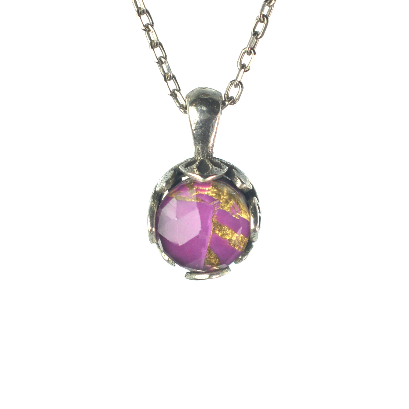 Ασημένιο 925 μενταγιόν με μωβ τιρκουάζ