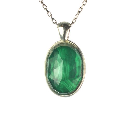 Ασημένιο 925 μενταγιόν με μαλαχίτη